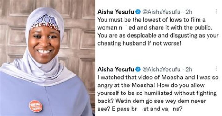 
Aisha Yesufu Reacts As Wife Beat And Video Side Chick 