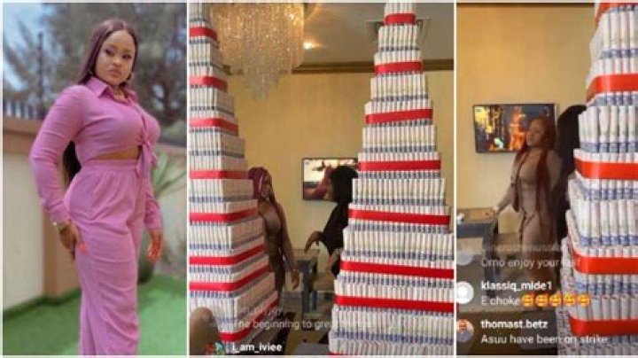 
Evicted BBNaija Star Amaka Gifted 2 Huge Money Cakes by Fans 