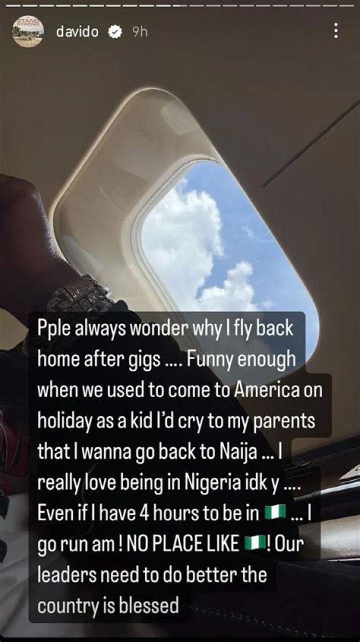
“Why I Always Fly Back To Nigeria After My Gigs” Davido Spills 